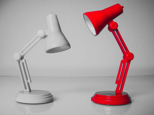 istock Two table lamps. Vintage red desk lamp 898764682