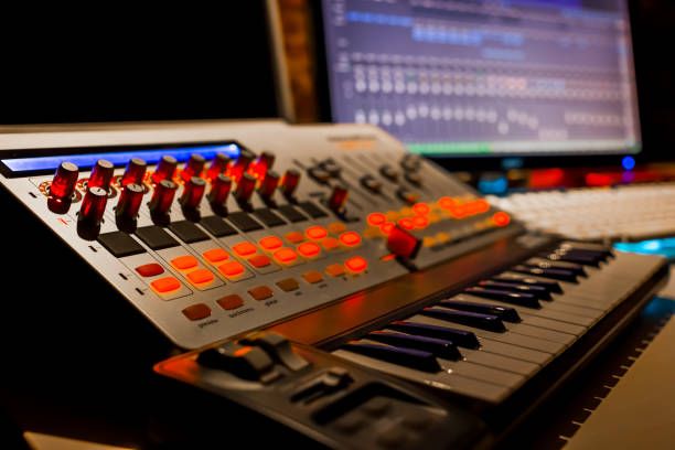 istock professional midi keyboard synthesizer in recording studio 898772628