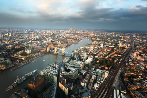 istock London aerial view with Tower Bridge in sunset time, UK 898776532