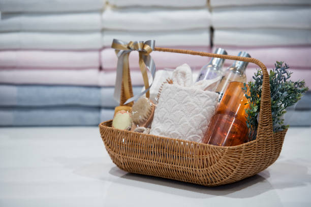 istock Soft focus and background blurred Gift Baskets, Gift set .Holiday and Christmas and New year present Concept 898777322