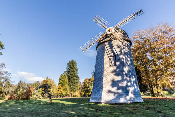 Nov. 2017. The Windmill inside Marymoor Park in Redmond Washington. The windmill was constructed for James Clise and designed after the windmills of Holland. Marymoor park has many attractions from an dog off leash area, soccer fields and rock climbing.
