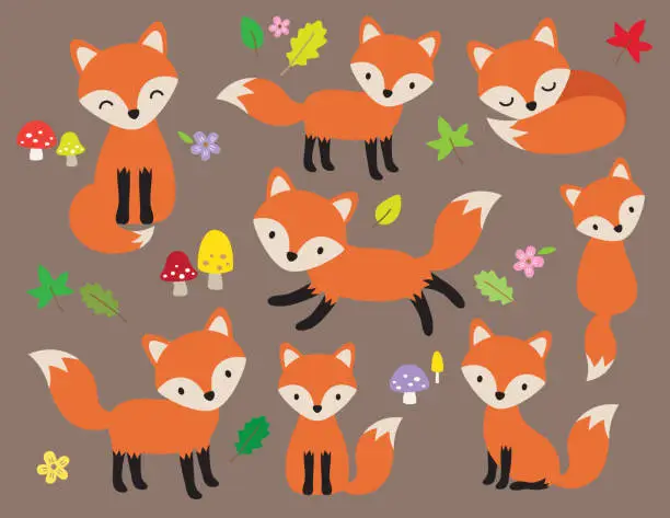 Vector illustration of Cute Fox Vector Illustration