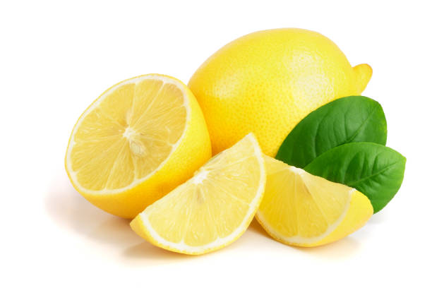 istock lemon and slice with leaf isolated on white background 898789984