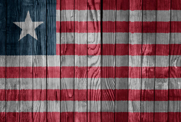 istock Liberia    FLAG PAINTED ON WOOD 898797424