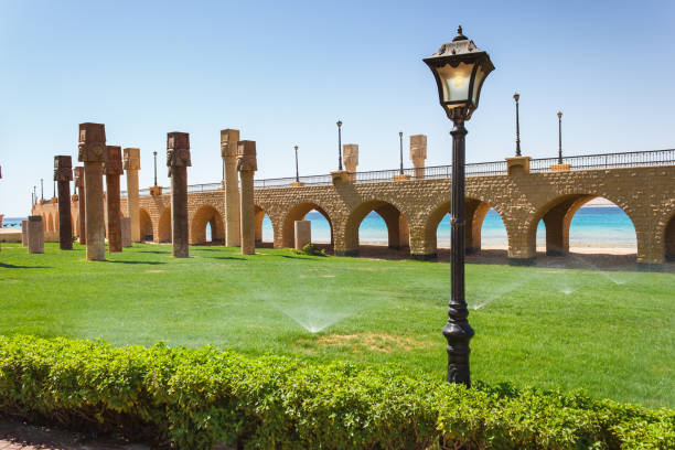 istock The arched stone colonnade with lanterns 898798632