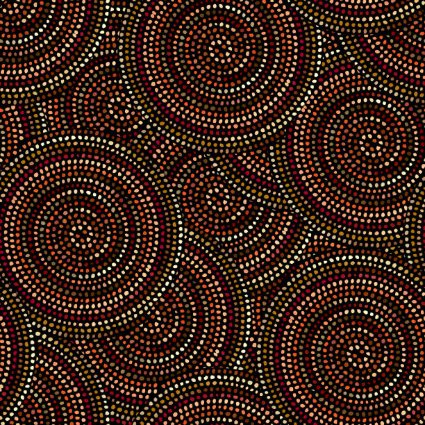 Ethnic seamless pattern in african style. Ethnic boho seamless pattern in african style on black background. Tribal art print. Irregular polka dots pattern. african pattern stock illustrations