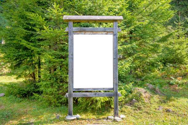 Blank sign board in the park stock photo