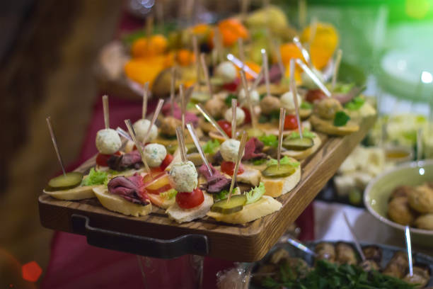 istock bread with cucumber and sweet meat on wood plate with fork 898816498