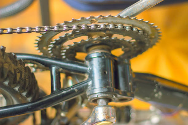 gears of a bicycle device at the garage