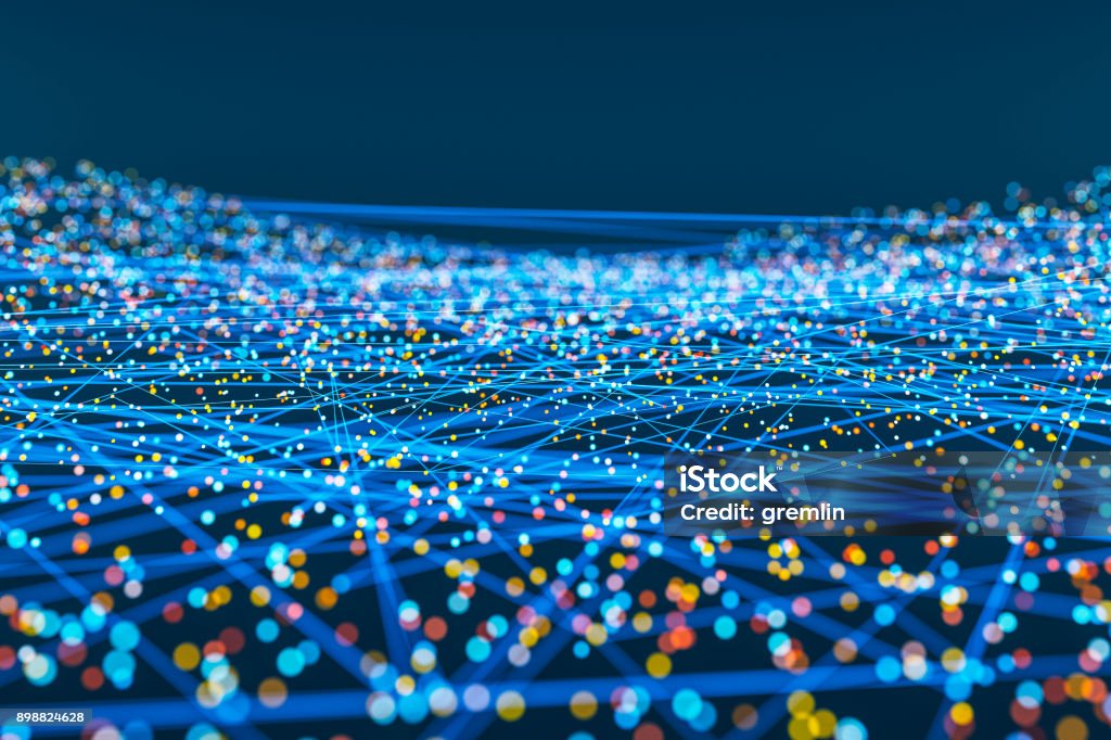 Conexiones abstractas de líneas y - Foto de stock de Inteligencia artificial libre de derechos