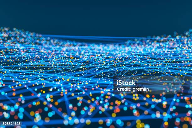 Connessioni Astratte Di Linee E Sfere - Fotografie stock e altre immagini di Intelligenza artificiale - Intelligenza artificiale, Big data, Astratto