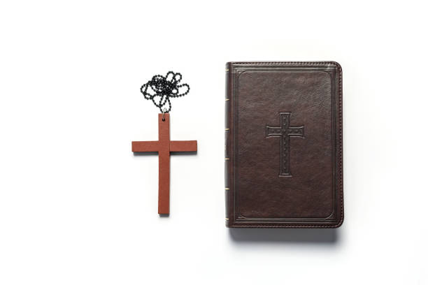 Bible book christian brown on white background.