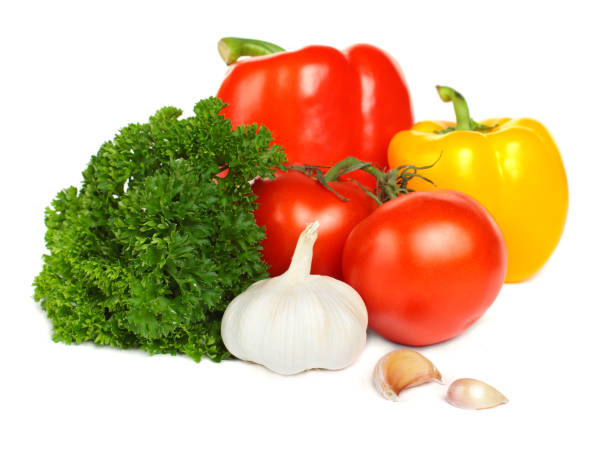 istock Vegetable isolated on white background - tomato, pepper, garlic and parsley 898830360