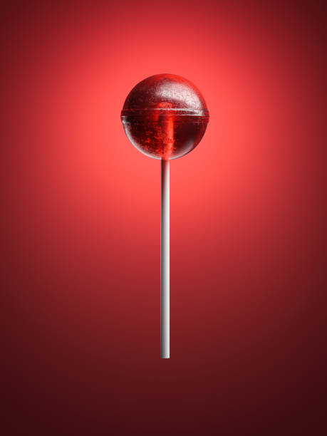 赤のロリポップ。3 d レンダリング - lollipop sucking candy sweet food ストックフォトと画像