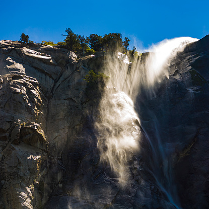 Bridal Veil Falls in detail in Yosemite national park