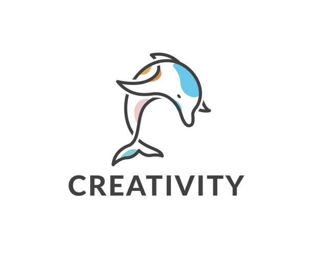 dolphin vector icon dolphin, animal, sea, vector, icon miami beach stock illustrations
