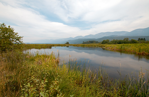 Flathead Lake at Ducharme Access near Polson Montana United States during the 2017 falls fires