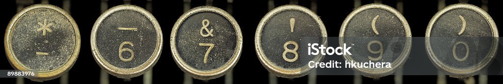 Alte Schreibmaschine Schlüssel 6-0 und Symbole - Lizenzfrei Altertümlich Stock-Foto