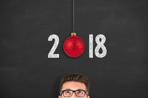 New year concepts 2018 with Red Ball
