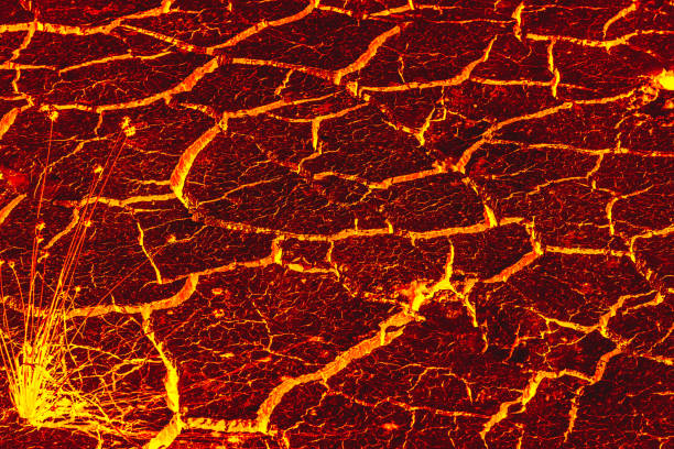 istock Ground is formed lava because of global warming. 898844374
