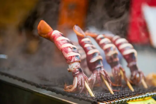 Photo of Delicious grilled squid at Kuromon Ichiba Market, Osaka