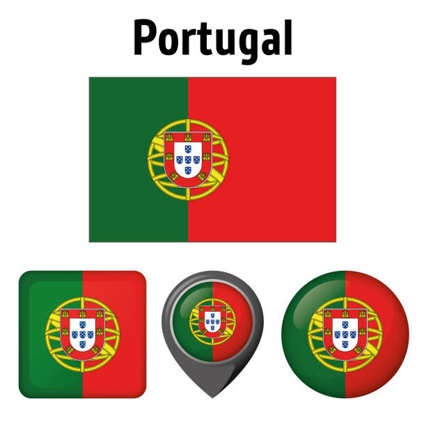 포르투갈, 그리고 여러 아이콘의 그림을 플래그. 기관 자료 및 지리의 카탈로그에 이상적 - portugal stock illustrations