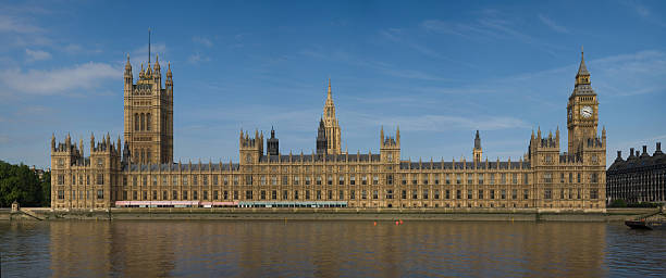 Panoramic view at the Houses of Parliament stock photo