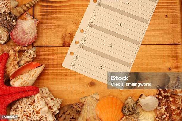 Blank Organizer On Wood Stock Photo - Download Image Now - Animal Shell, Arrangement, Backgrounds