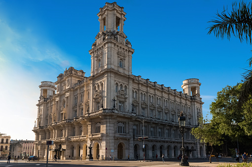 Architecture view from the museum of fine arts with cuban peoples on the street in Havana City Cuba  - Serie Cuba Reportage