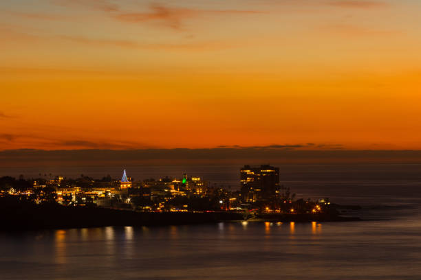 istock Sunset at La Jolla Shore with Christmas light 898853374