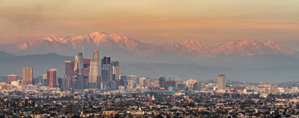istock snowy mountains and downtown Los Angeles 898853388