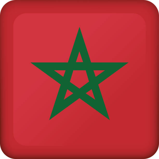 stockillustraties, clipart, cartoons en iconen met pictogram voor marokko vierkante knop vlag. ideaal voor catalogi van institutionele materialen en geografie - morocco brazil