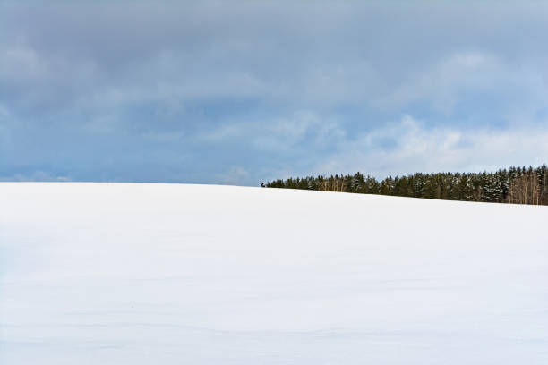 istock winter snowfield and cloudy sky with large clouds, winter nature 898869326
