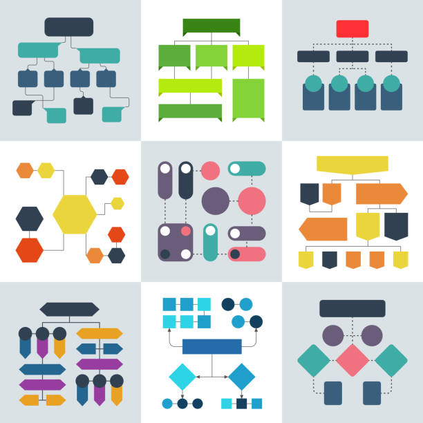 illustrations, cliparts, dessins animés et icônes de structurels des diagrammes de flux, organigrammes et des structures de processus qui coule. éléments d’infographie vectoriels - ordinogramme