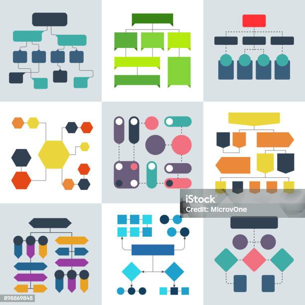 Structural Flow Diagrams Flowcharts And Flowing Process Structures Vector Infographics Elements Stock Illustration - Download Image Now