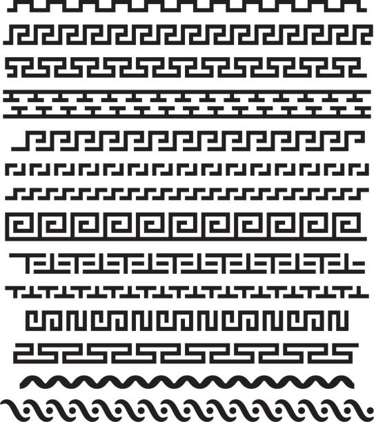 antiken griechischen ornament. nahtlose horizontale vektor grenzen - griechisches tattoo stock-grafiken, -clipart, -cartoons und -symbole