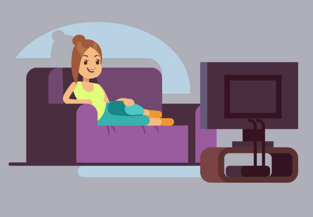 790 Mujer Viendo Television Ilustraciones De Stock Gráficos Vectoriales Libres De Derechos Y