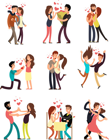 Ilustración de Parejas Jóvenes Felices En El Amor Personajes De Dibujos  Animados Vector De San Valentín y más Vectores Libres de Derechos de Parejas  - iStock
