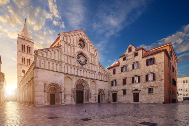 Beautiful Romanesque cathedral of St. Anastasia, Zadar, Croatia Saint Anastasia Cathedral, (Katedrala Sv. Stosije), Zadar, Croatia architecture built structure building exterior church stock pictures, royalty-free photos & images