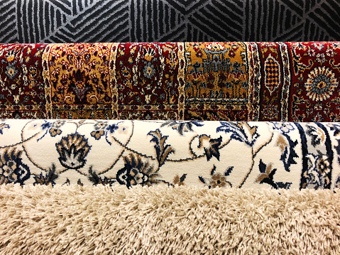 RISHON LE ZION, ISRAEL- DECEMBER 16, 2017: Background of carpet textile in close up. Carpet background.