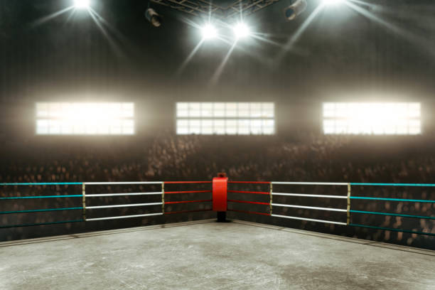 box-ring 3d render - boxing stock-fotos und bilder