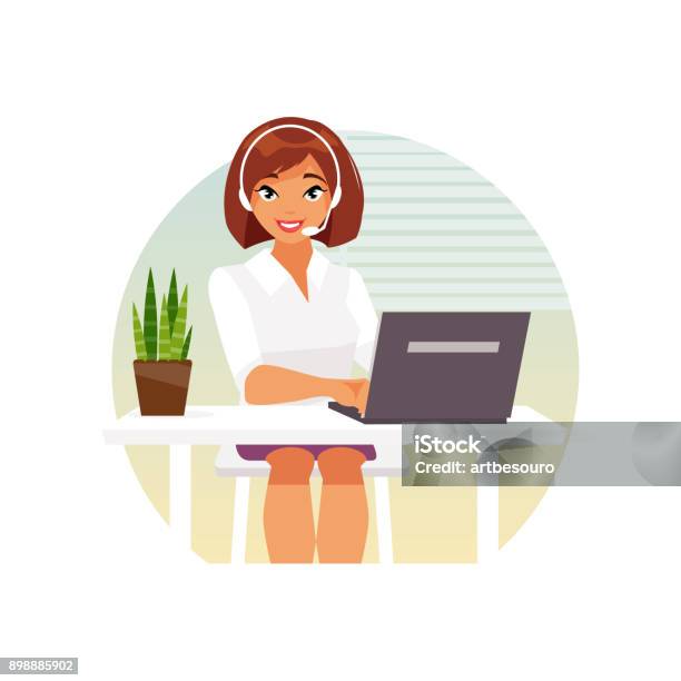 Call Center Operator Vector Stock Illustration - Download Image Now - Call Center, Customer Service Representative, Service