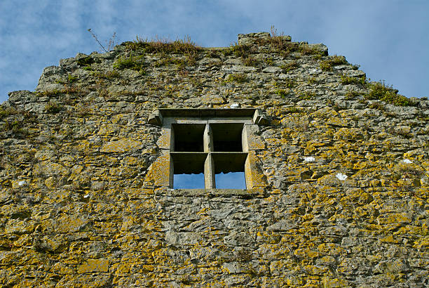 istock Lichen covered ruined gable with stone window frame Limerick Ireland 89889104
