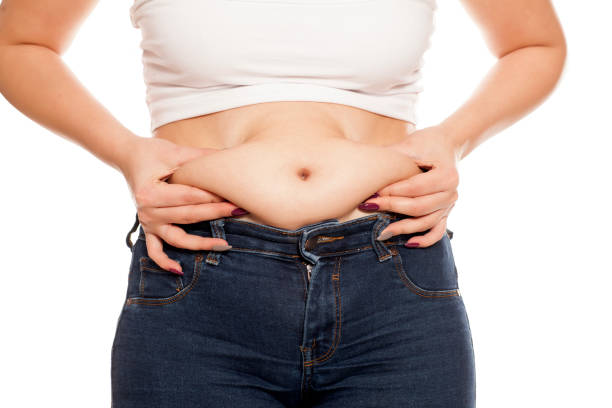 istock woman pinches her fat on her belly 898898934