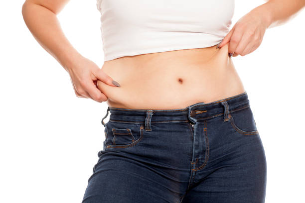 istock woman pinches her fat on her belly 898898940