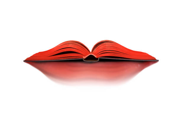 Book with shadow in the form of female lips, isolated on white background
