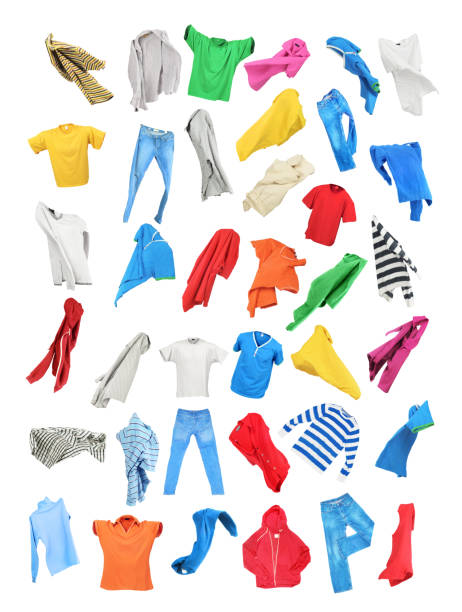 Colored clothes in the fall isolated on white background