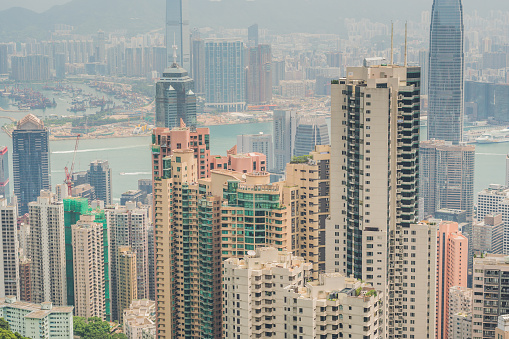 Hong Kong skyline. View from Victoria Peak.