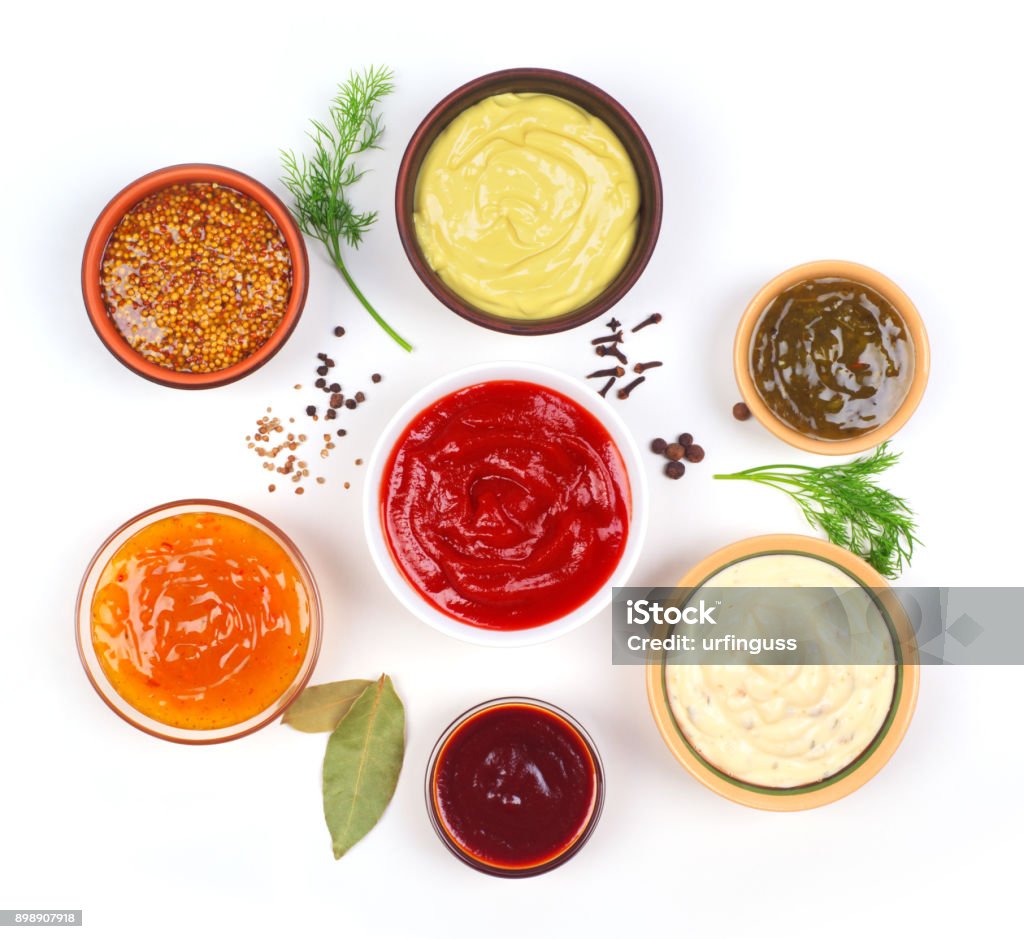 sauces on a white background Condiment Stock Photo