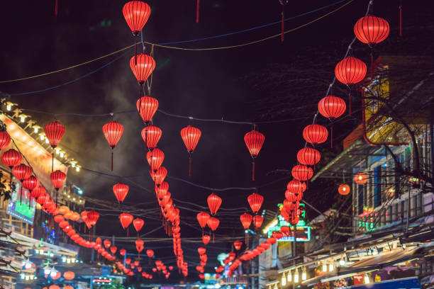 istock Chinese new year lanterns in china town 898908044
